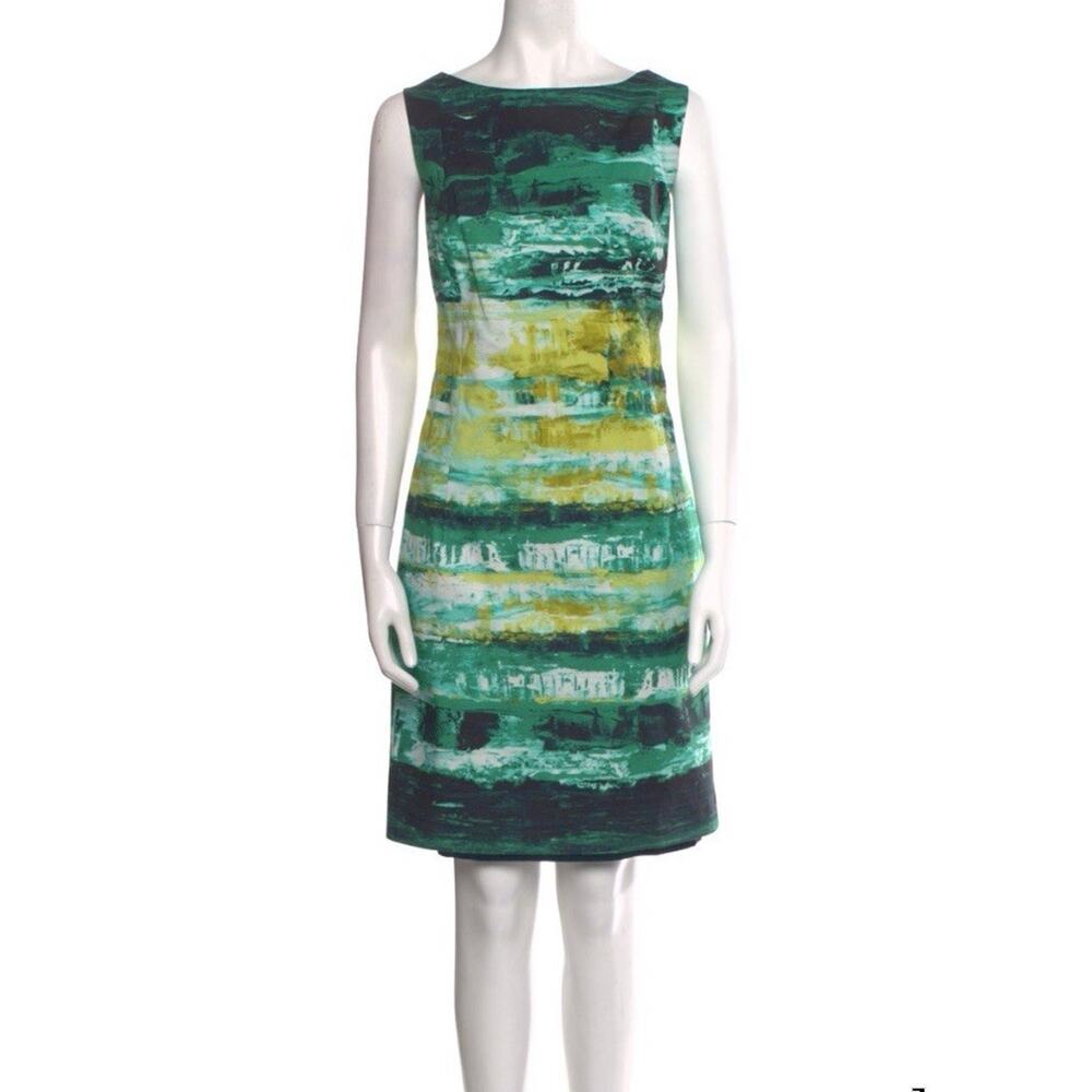 Lafayette 148 Faith Dress Sleeveless Sheath 2 Stretch Print Lined Office